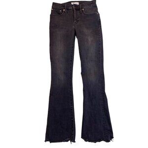 Madewell Womens Jeans 24T Cali Demi-Boot Gray Denim Raw Hem Stretchy Waist Slim